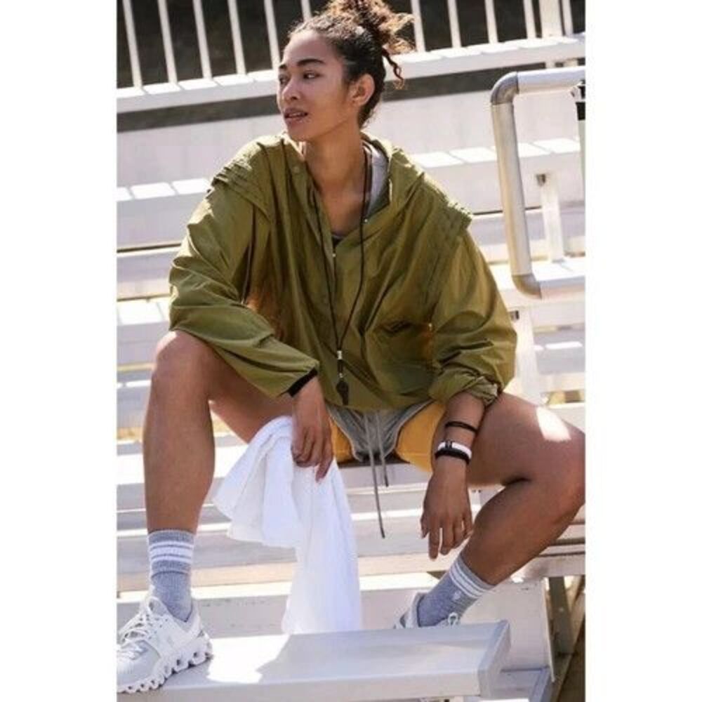 Free People Fp Movement Trek On Popover Hooded Jacket Army Green XS